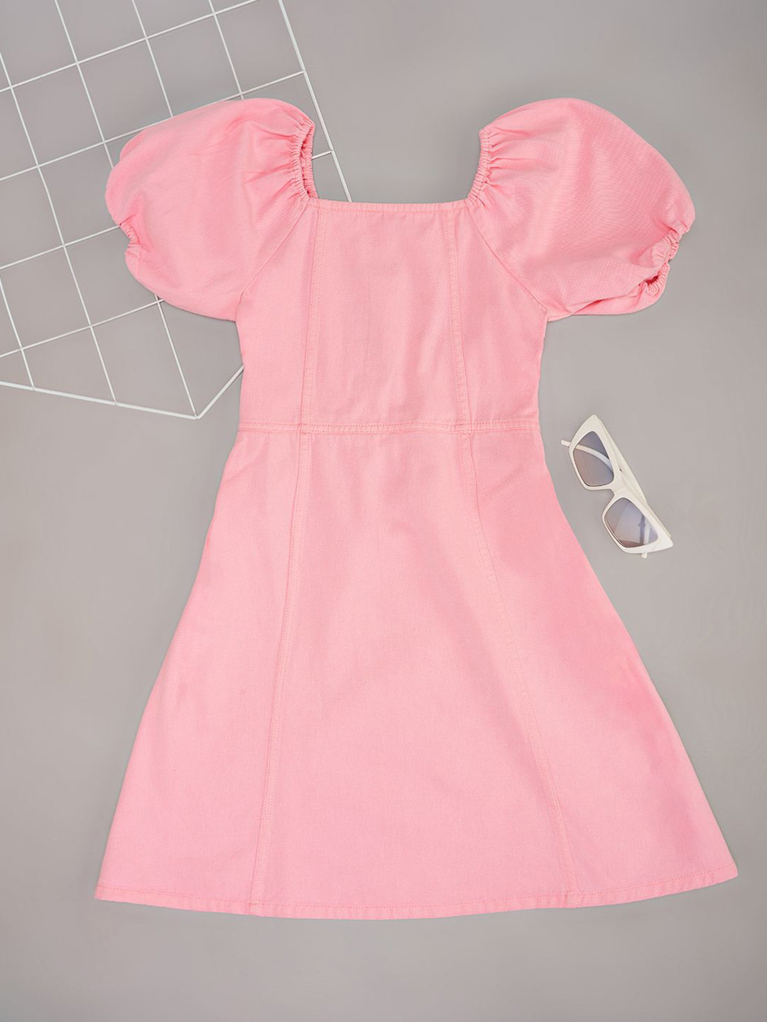 

Pantaloons Junior Puff Sleeve A-Line Dress, Pink