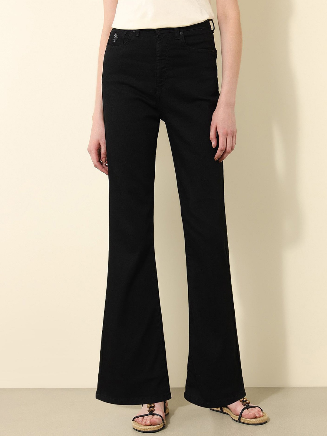 

U.S. Polo Assn. Women Women Bootcut High-Rise Stretchable Jeans, Black