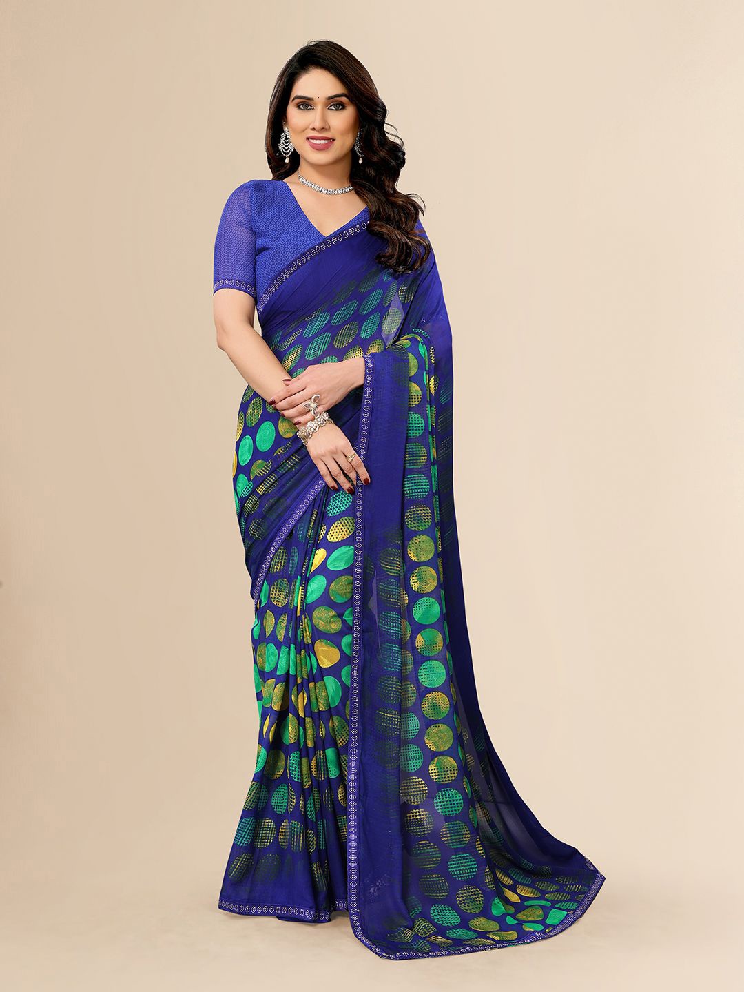 

Moda Rapido Geometric Printed Saree, Blue