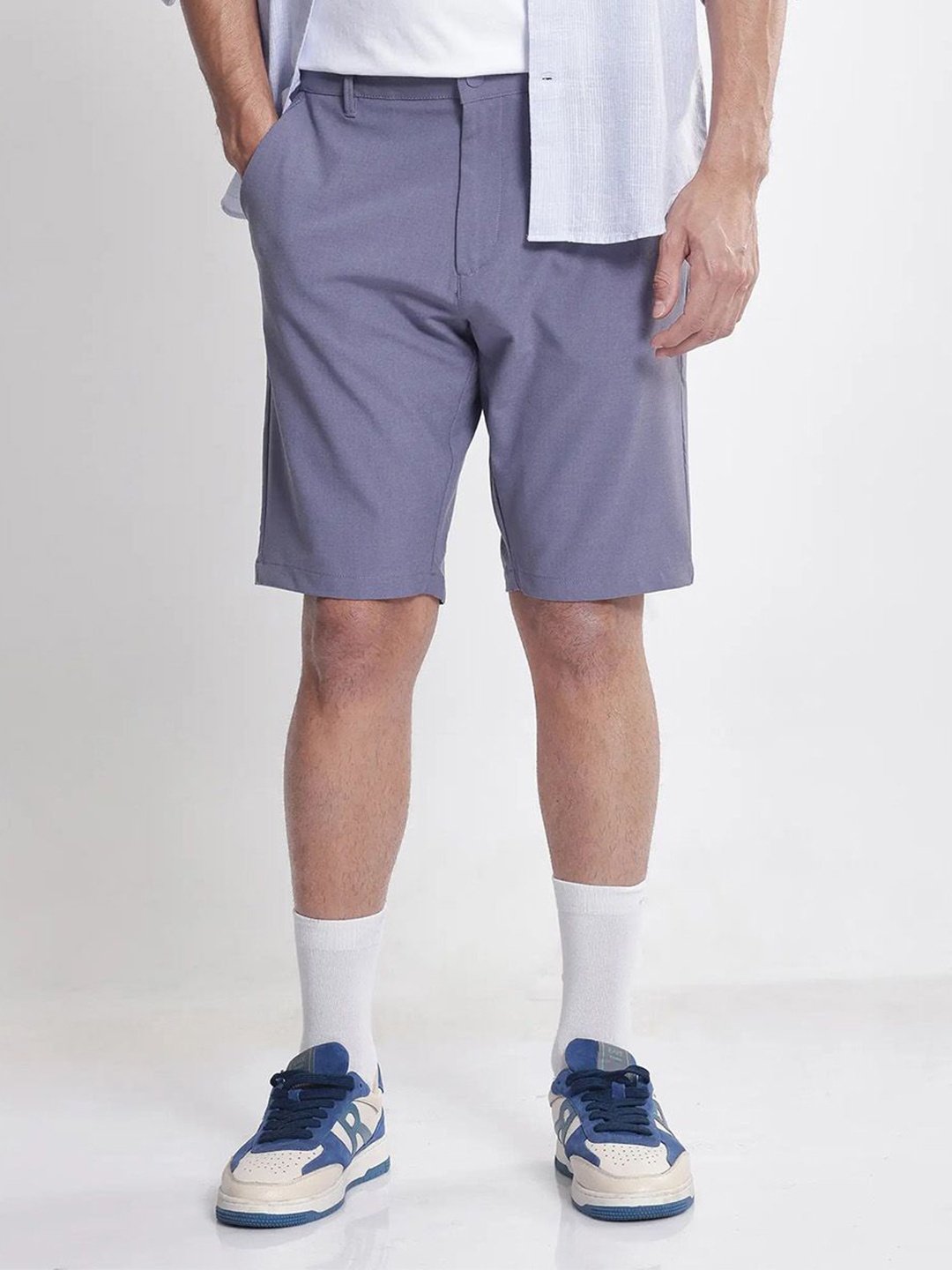 

RARE RABBIT DRIVO Men Cotton Mid-Rise Regular Fit Shorts, Purple
