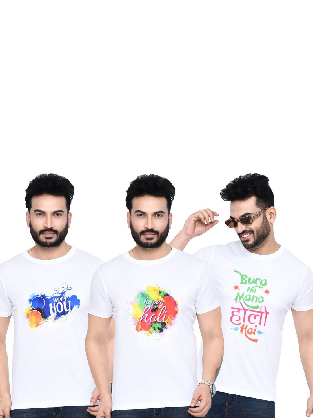 

RAPL Men 3 Printed Applique T-shirt, White