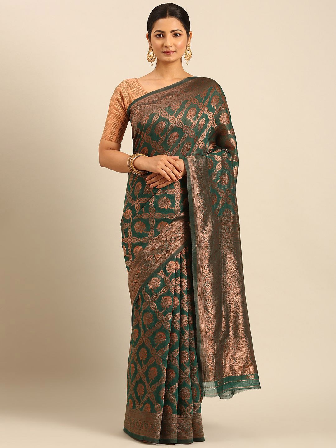 

DIVASTRI Woven Design Design Saree With Unstitched Blouse Piece, Teal