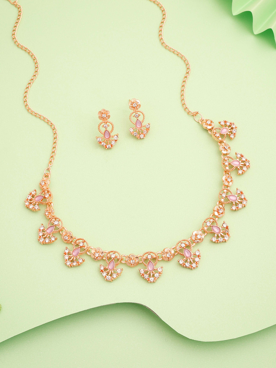 

Anouk Gold-Plated Artificial Stones-Studded Necklace and Earrings