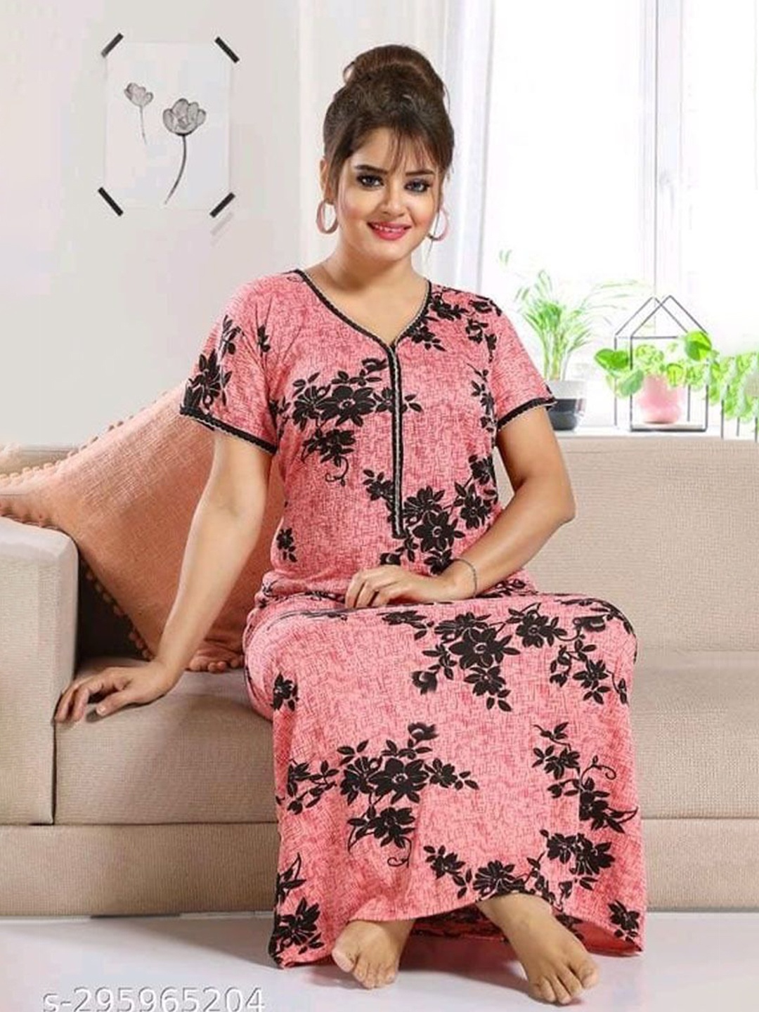 

PR PINK ROYAL Printed Maxi Nightdress