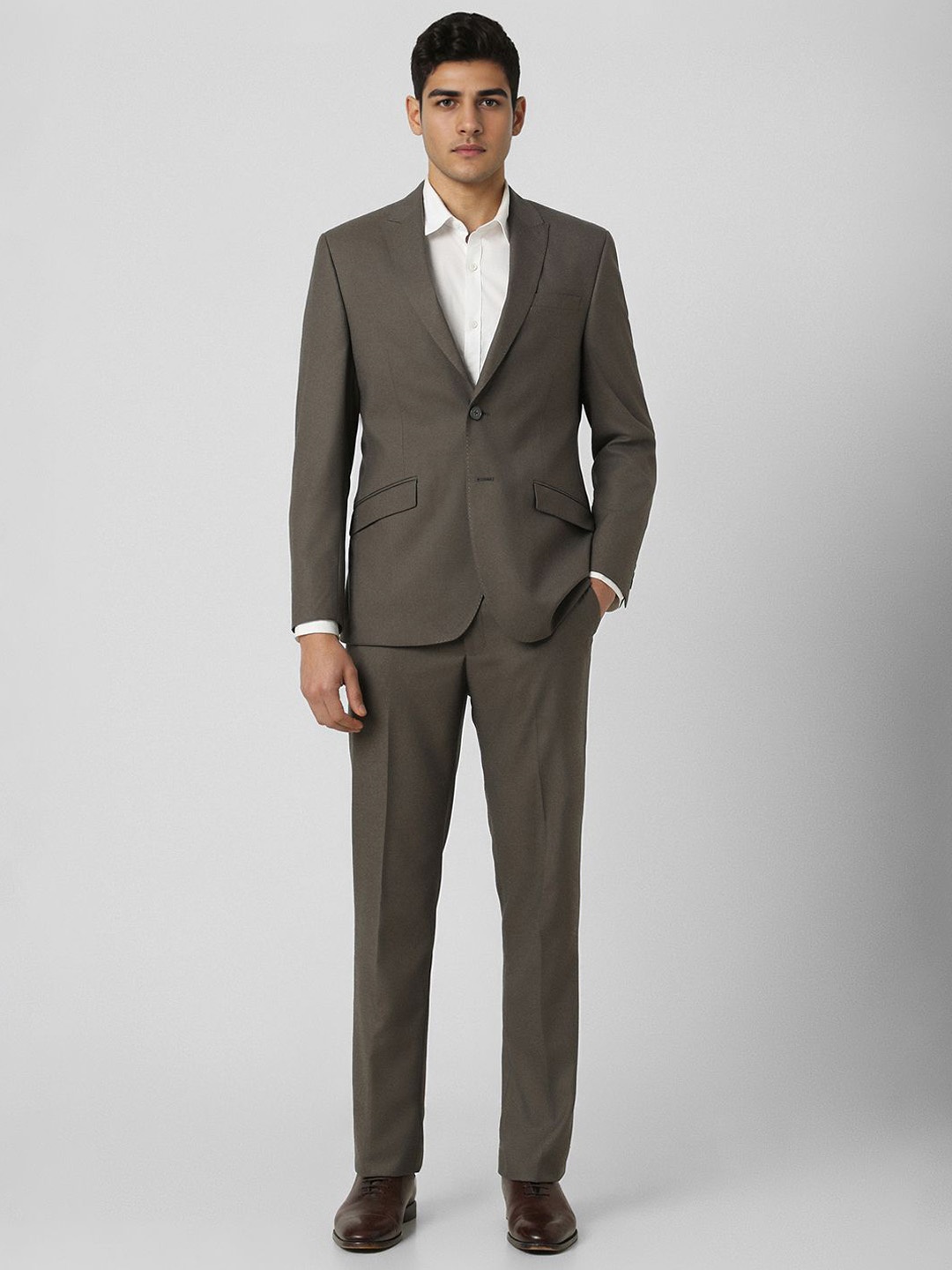 

V Dot Men Slim-Fit Single-Breasted Two-Piece Suits, Grey