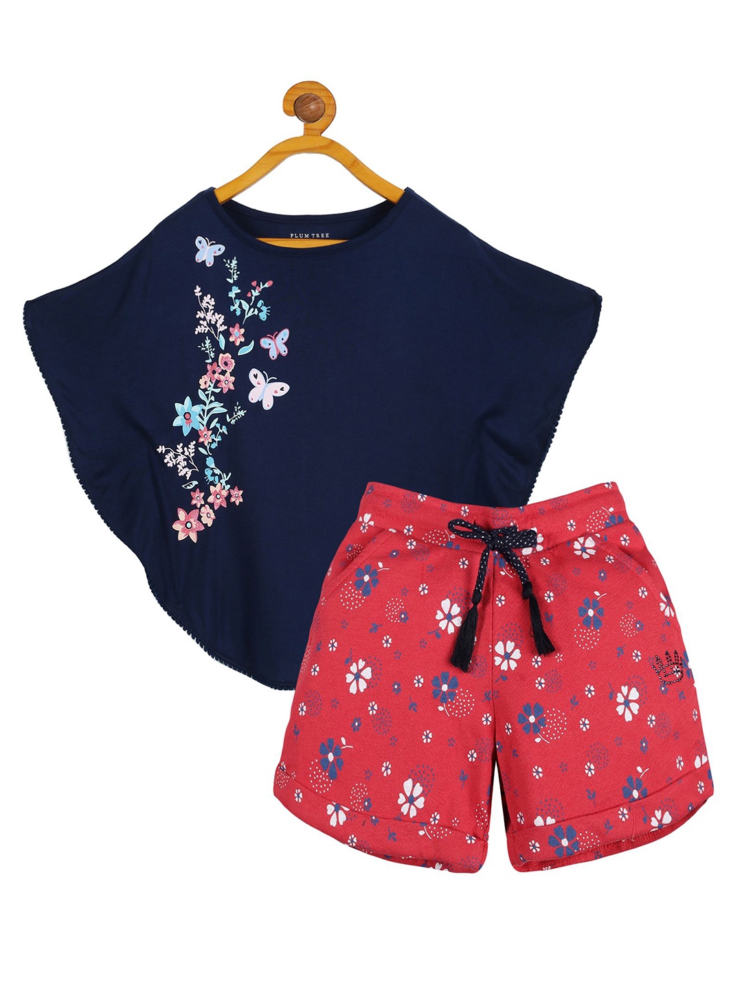 

PLUM TREE Girls Printed T-shirt with Shorts, Navy blue