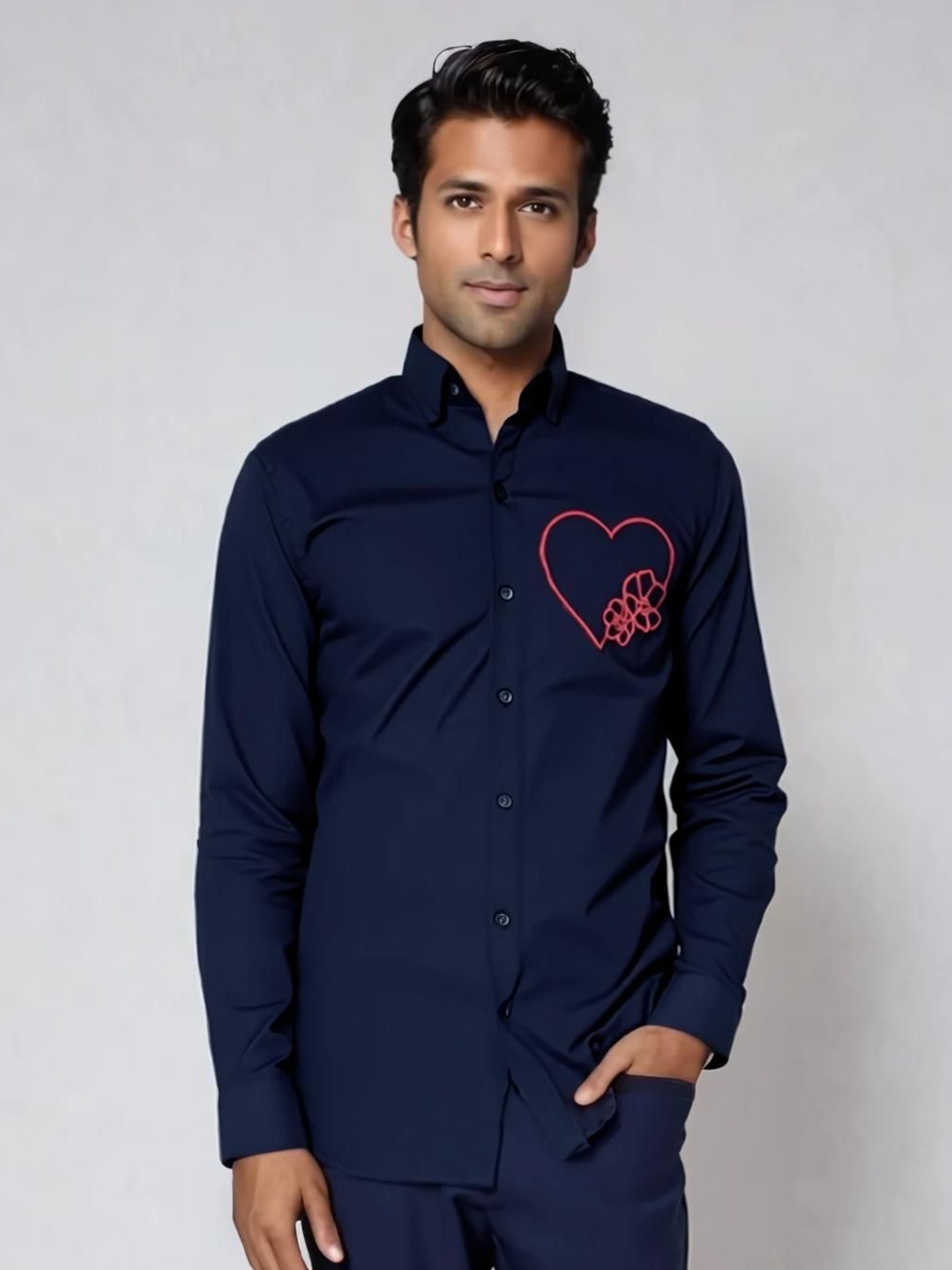 

HE SPOKE Men Smart Tailored Fit Floral Opaque Casual Shirt, Navy blue
