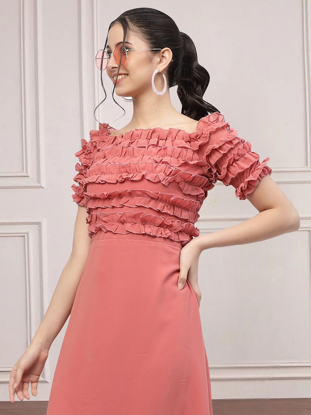 

Moda Rapido Applique Fit & Flare Dress, Pink