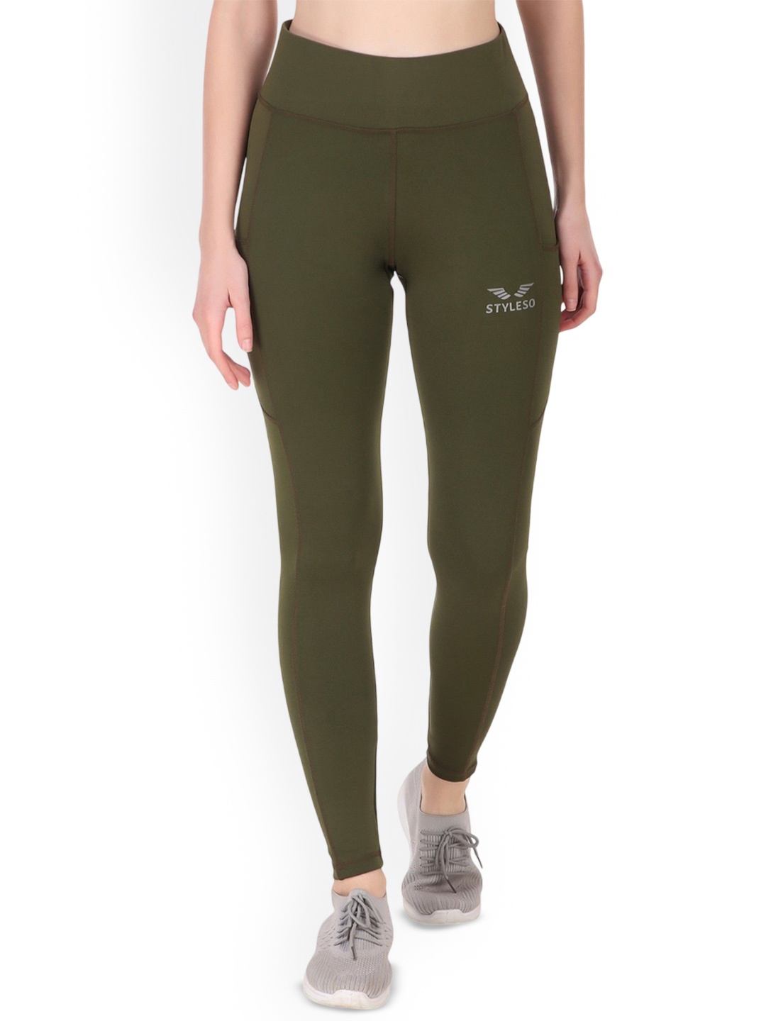 

STYLESO Women Printed Breathable Ankle Length Tights, Green