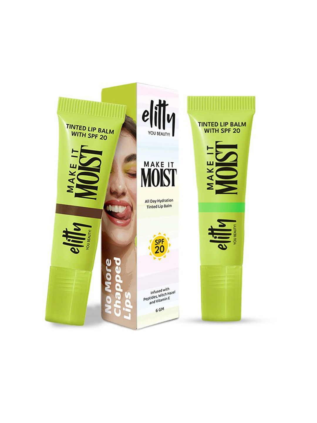 

Elitty Set Of 2 Macha Latte Lip Balm Combo With Peptides & Vitamin E - 6 g Each, Green