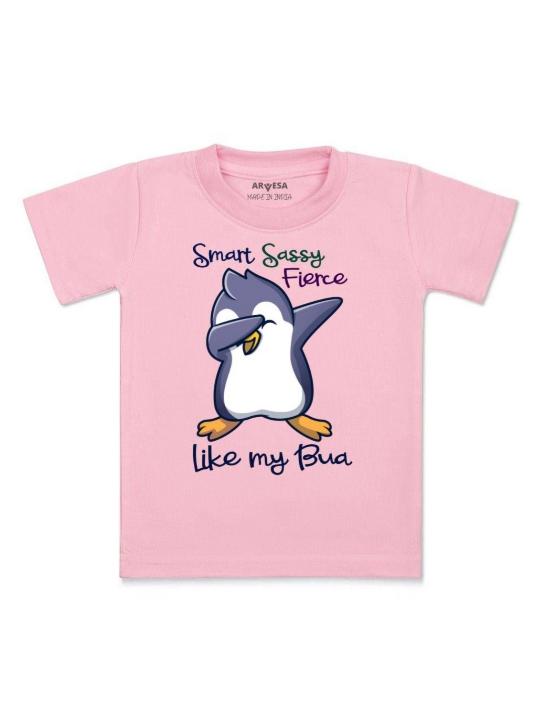 

Arvesa Kids Smart Sassy Like My Bua Printed Tshirt, Pink