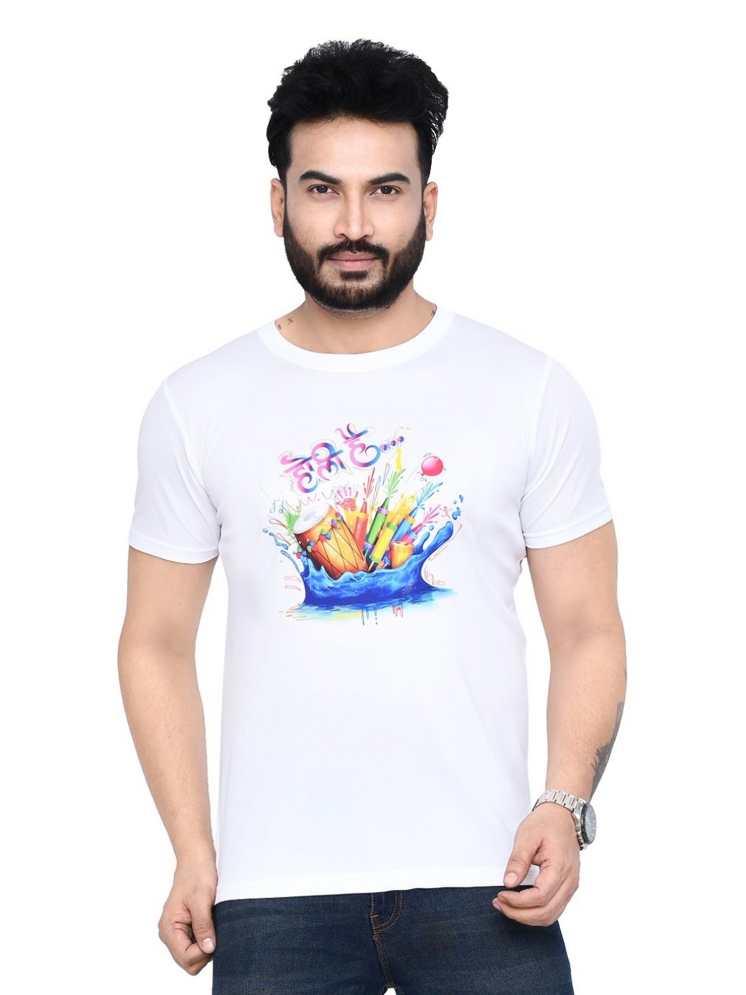 

RAPL Men 3 Printed Applique T-shirt, White