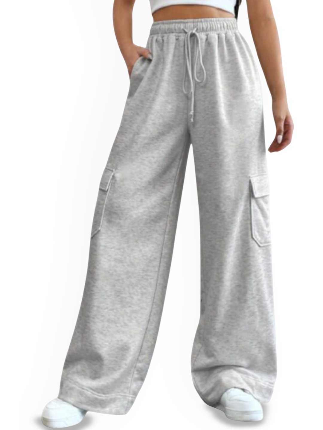 

MS BOTTOM Women Relaxed Trousers, Grey