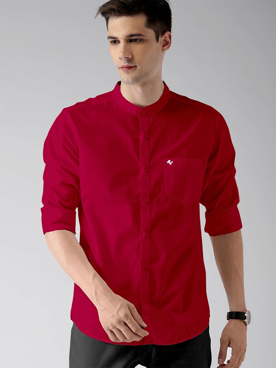 

Praizy Men Classic Opaque Casual Shirt, Maroon