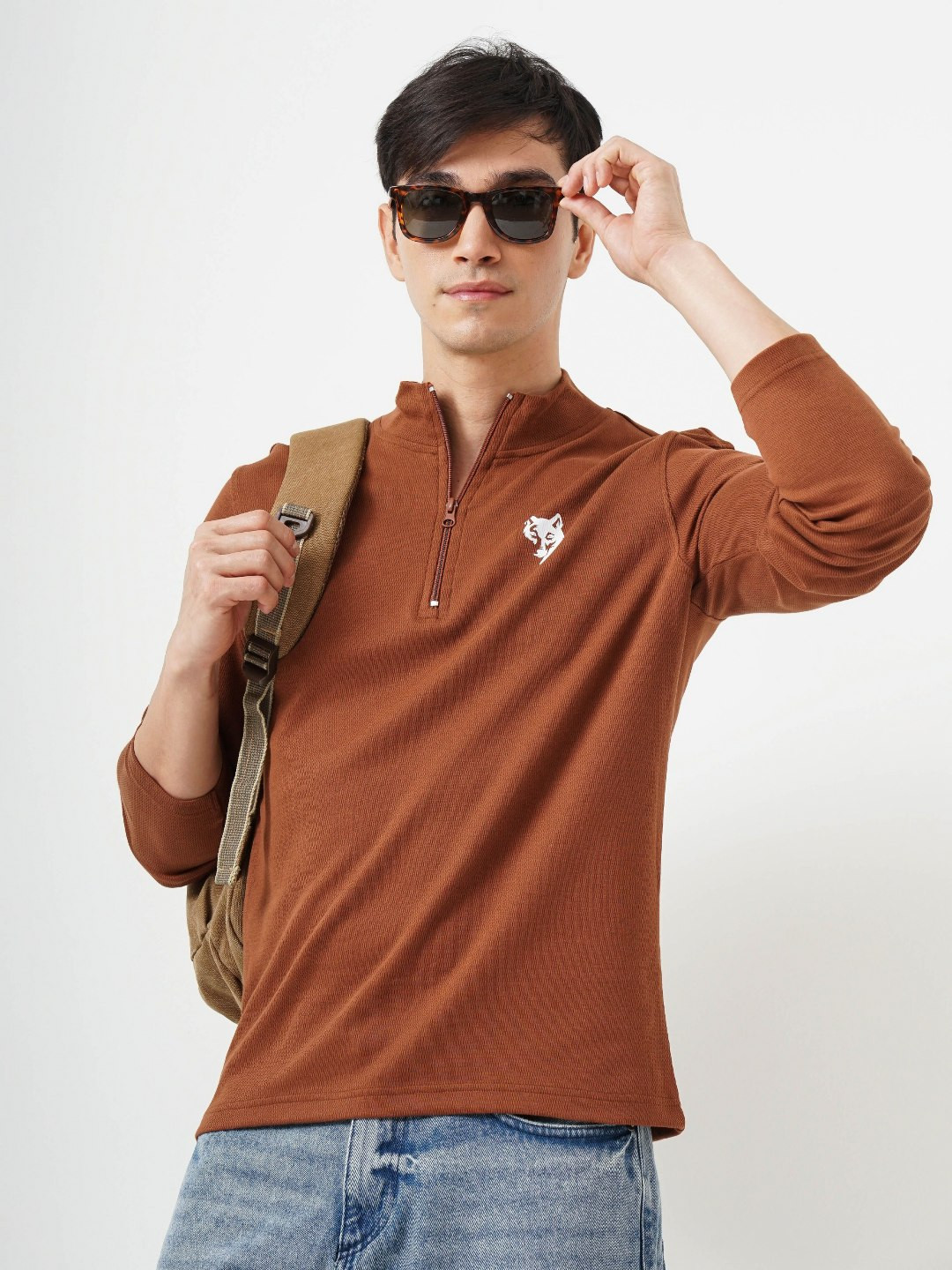 

Genoa Men High Neck Slim Fit T-shirt, Brown