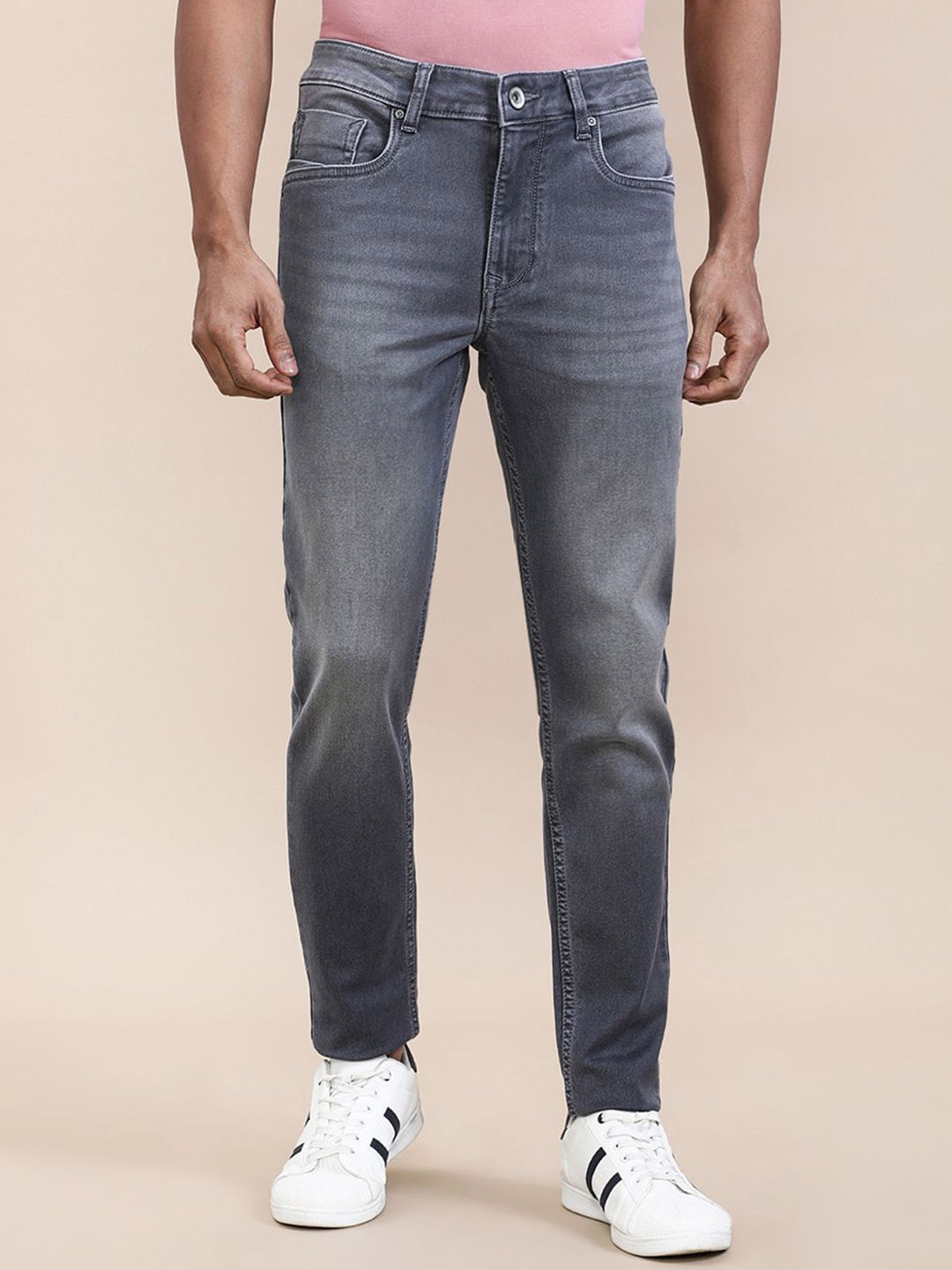 

Crocodile Men Sporty Knit Slim Tapered Jeans, Grey