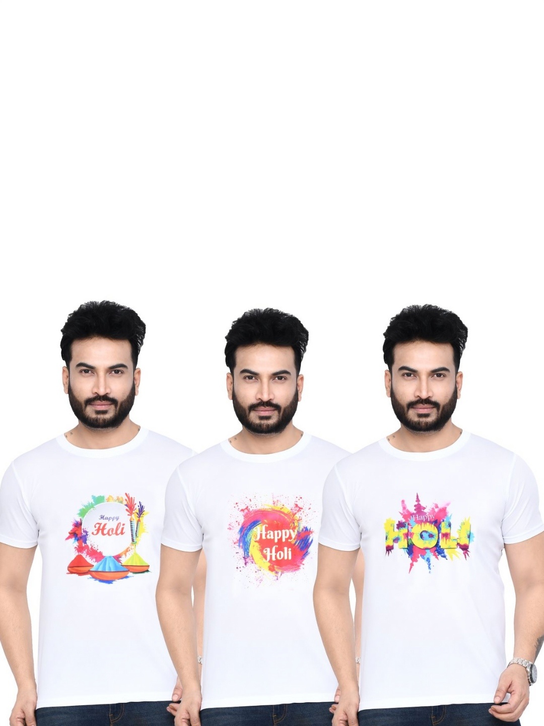 

RAPL Men 3 Printed Applique T-shirt, White