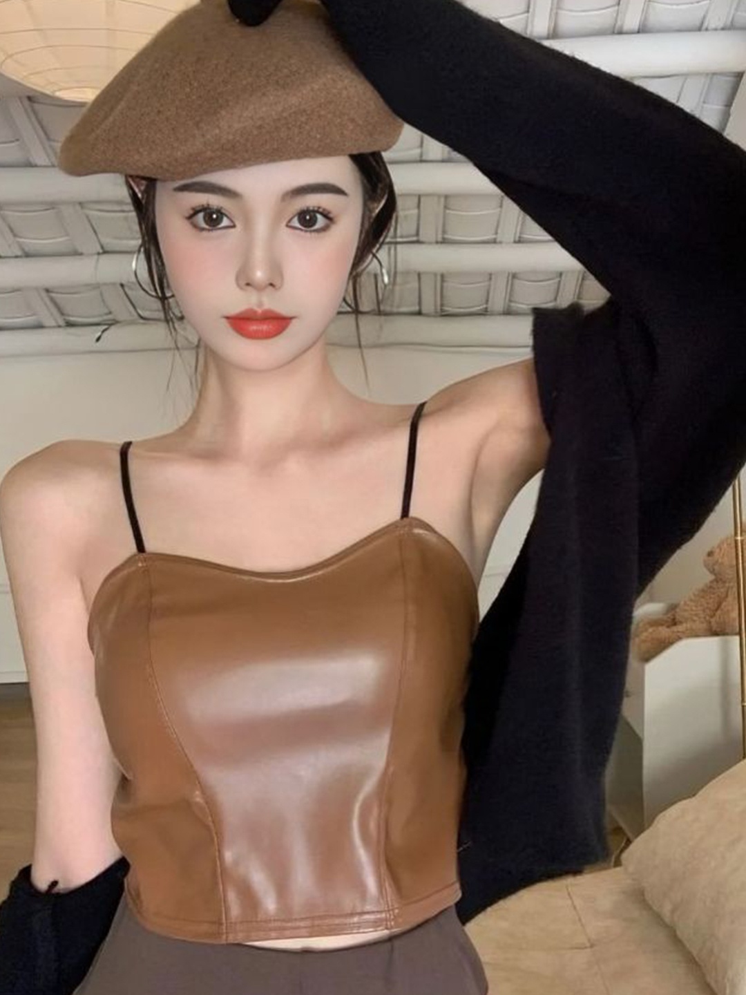 

Lugo Self Designed Cotton Crop Top, Brown