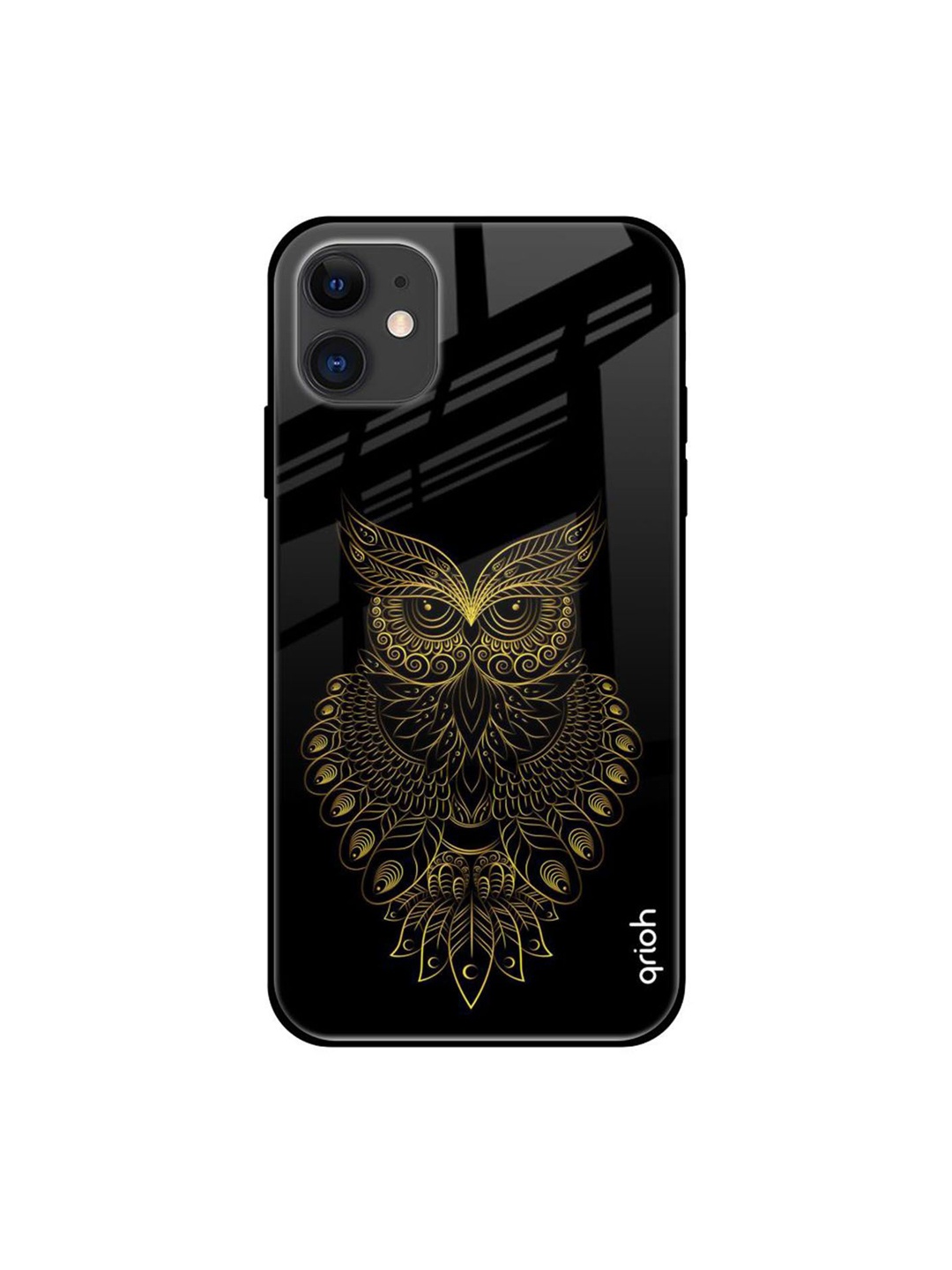 

QRIOH Golden Owl Printed iPhone 12 Mini Back Case, Black