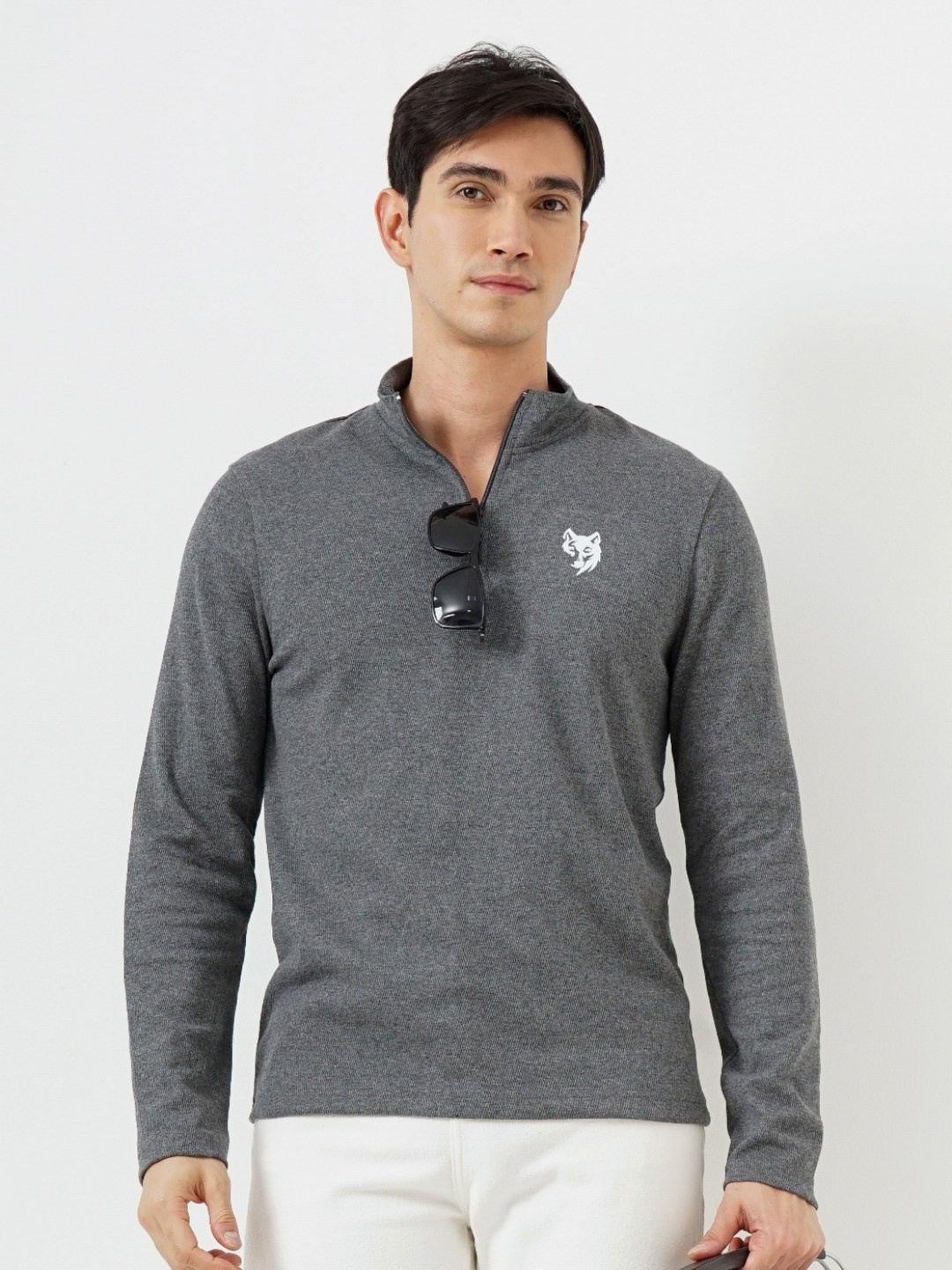 

Genoa Men High Neck Slim Fit T-shirt, Grey