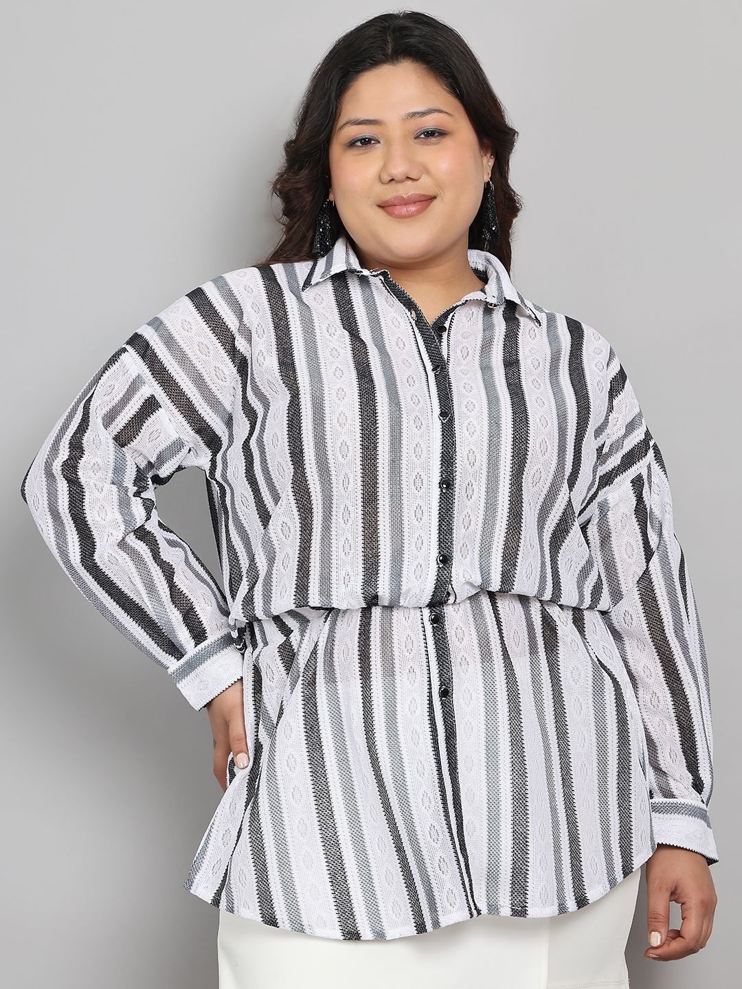 

Tulsattva Striped Shirt Midi Dress, Multi