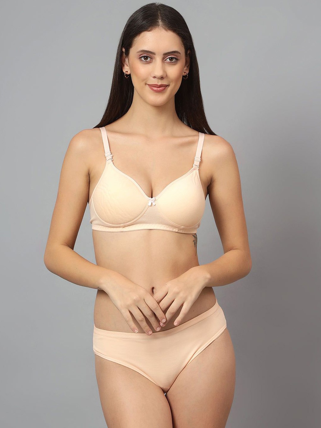 

Designer Bugs Cotton Non Padded Non Wired Lingerie Set NPLS-B-O-G-30B, Peach