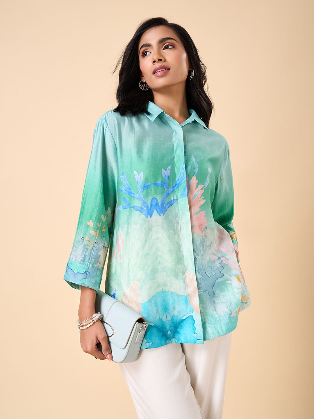 

Marigold Lane Women Printed Casual Shirt, Green