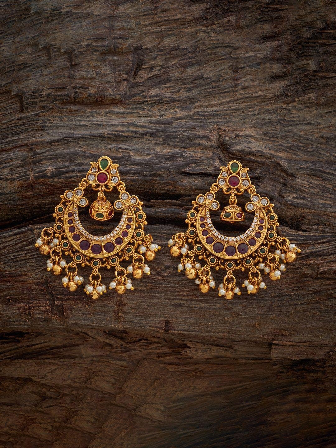 

Kushal's Fashion Jewellery Gold-Toned Crescent Shaped Antique Chandbalis