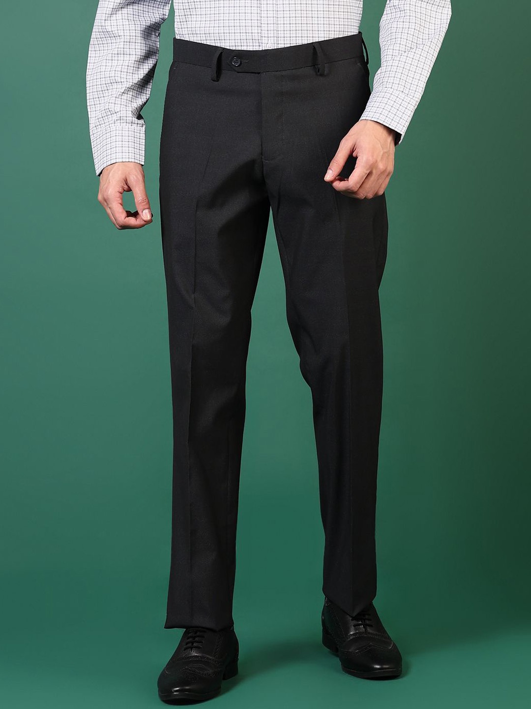 

J White by Vmart Men Checked Trousers, Black