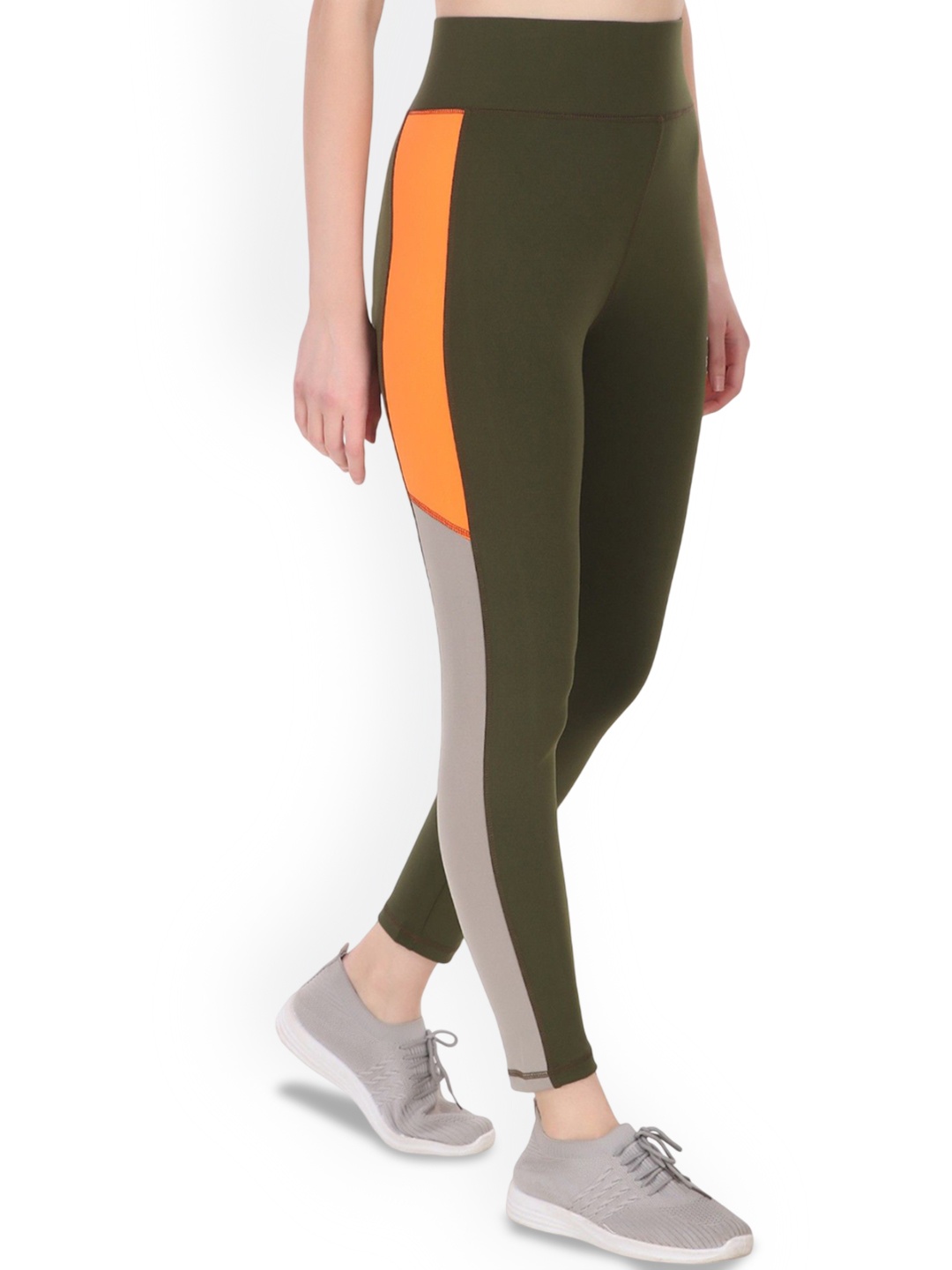 

STYLESO Women Color-Block Breathable Ankle Length Tights, Green