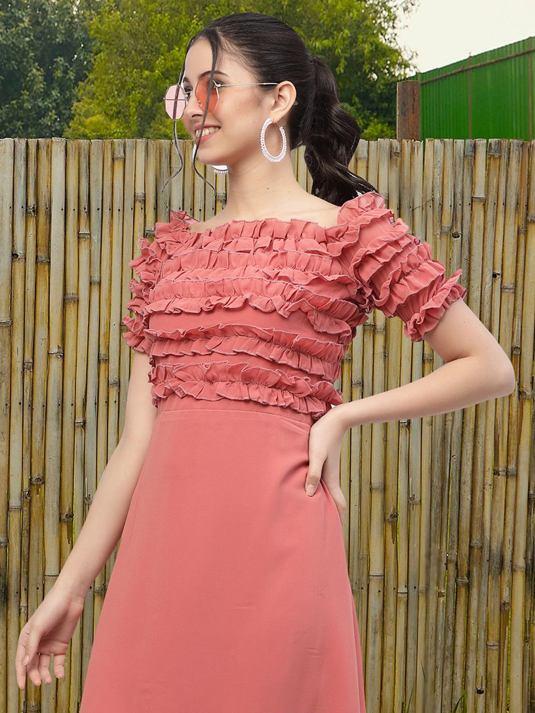 

Moda Rapido Applique Fit & Flare Dress, Pink