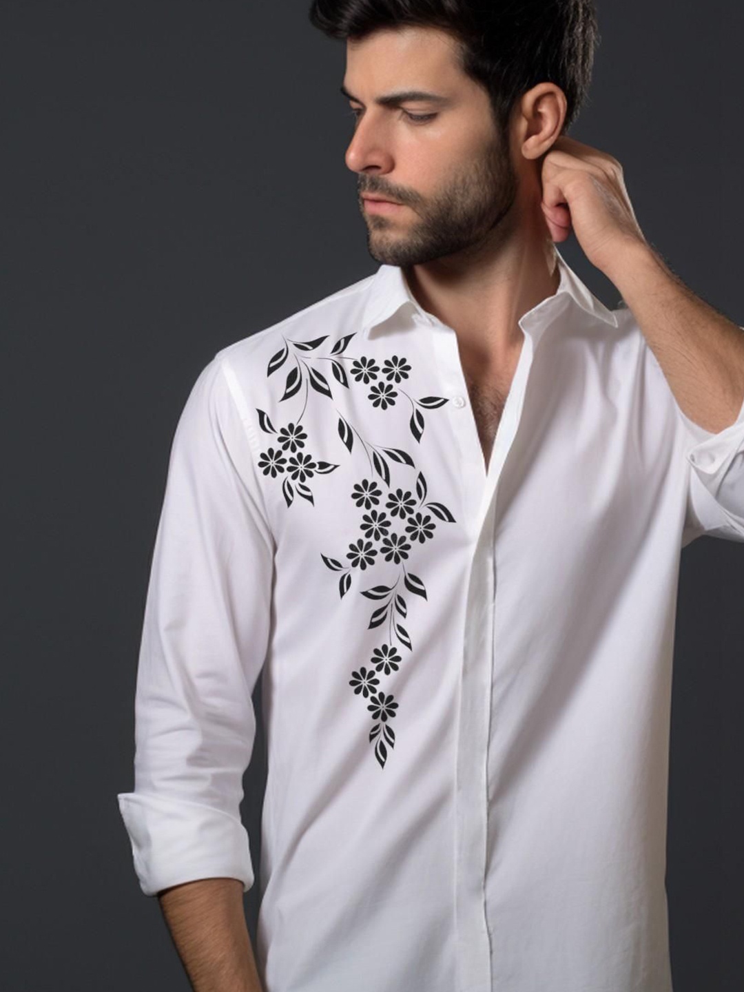 

HE SPOKE Men Smart Tailored Fit Floral Opaque Printed Casual Shirt, White