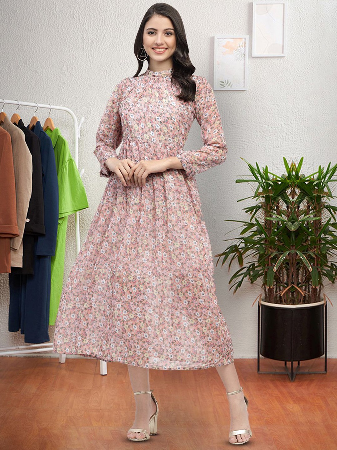 

Moda Rapido Floral Print Applique Fit & Flare Dress, Multi