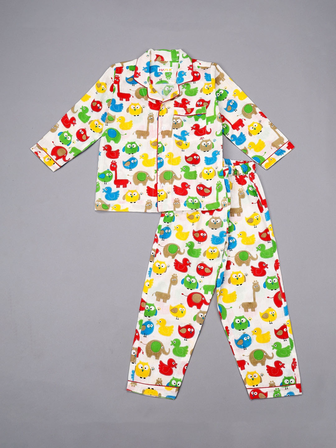 

MYZUIE Unisex Kids Printed Night suit, White