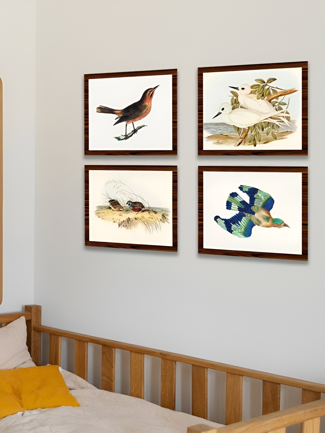 

CVANU White & Blue 4 Pieces Printed Wooden Wall Hangings