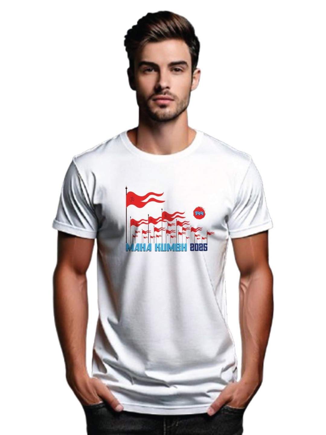 

Tantra Men Printed Applique T-shirt, White