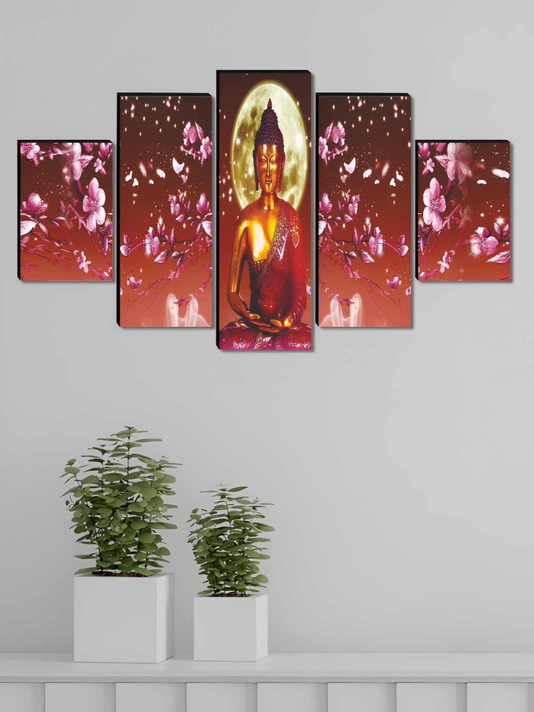 

Aura Red & Beige 5 Pieces Wooden Religious Wall Paintings