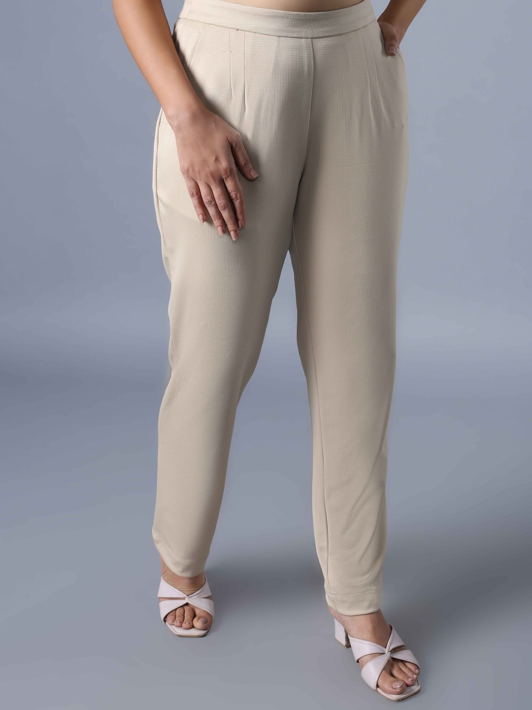 

NOT SO PINK Women Relaxed High-Rise Trousers, Cream