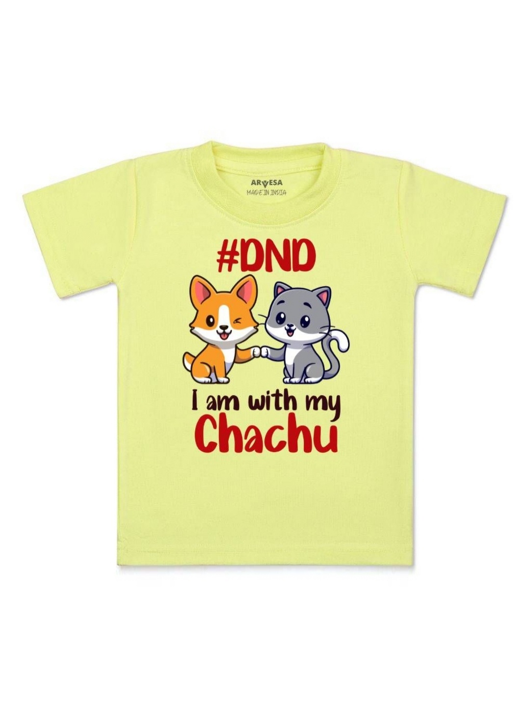 

Arvesa Kids Dnd I Am With My Chachu Printed Tshirt, Yellow