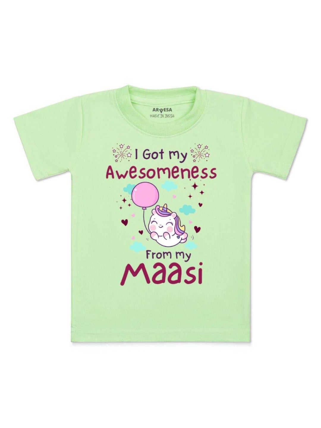 

Arvesa Kids I Got Awesomeness From Maasi Printed Tshirt, Green