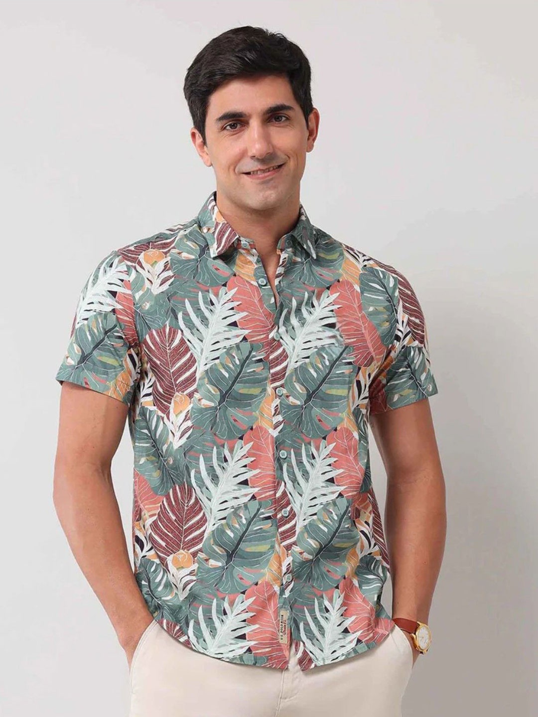 

Moda Rapido Men Comfort Opaque Printed Casual Shirt, Green