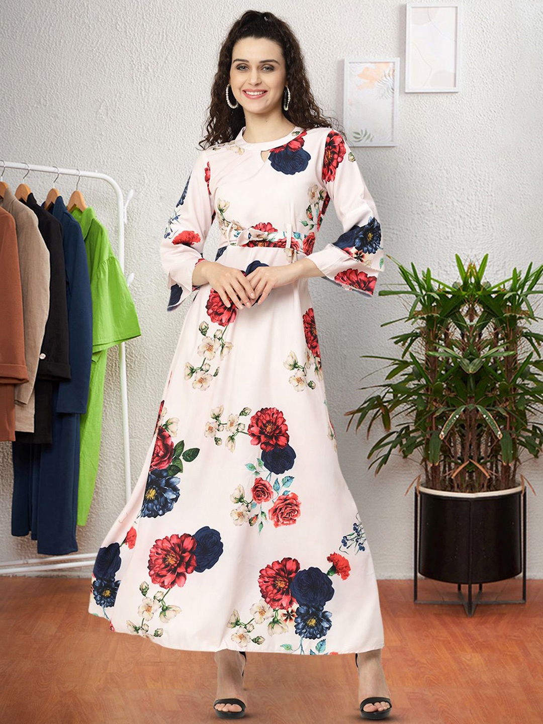 

Moda Rapido Floral Print Applique Fit & Flare Dress, Multi