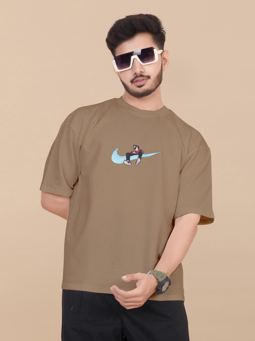 

Moda Rapido Men Printed Pockets T-shirt, Beige