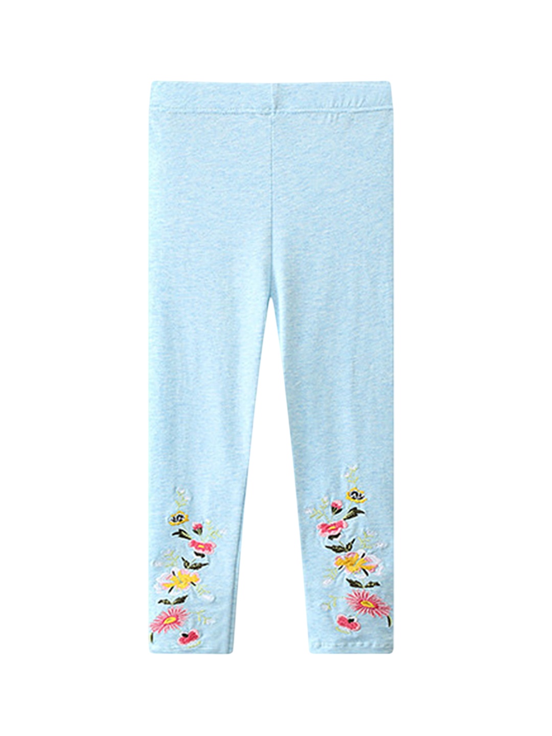 

LULU & SKY Girls Embroidered Ankle Length Leggings, Blue