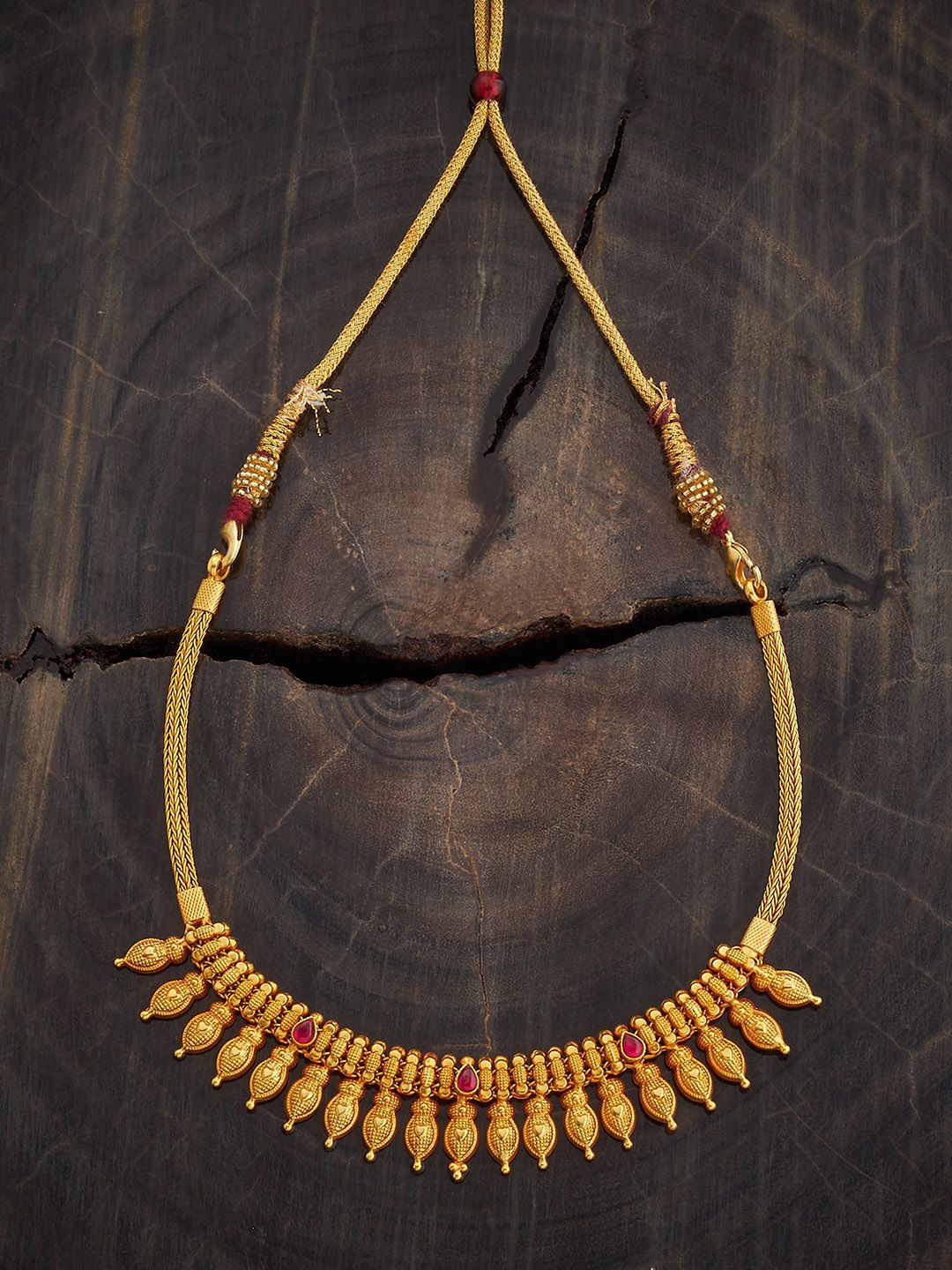 

Kushal's Fashion Jewellery 92.5 Sterling Silver Gold-Plated Stone Studded Temple Necklace