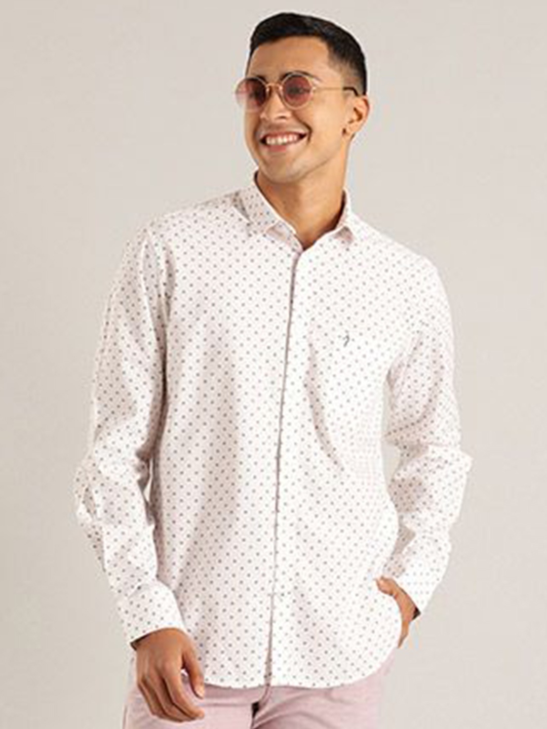 

Indian Terrain Men Slim Fit Opaque Printed Casual Shirt, White