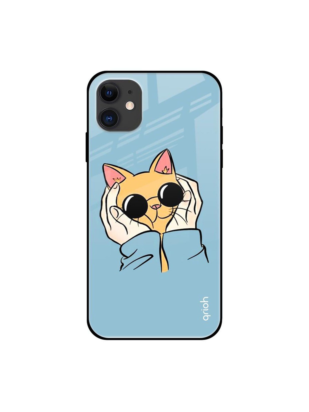 

QRIOH Adorable Cute Kitty Printed iPhone 12 Mini Back Case, Blue