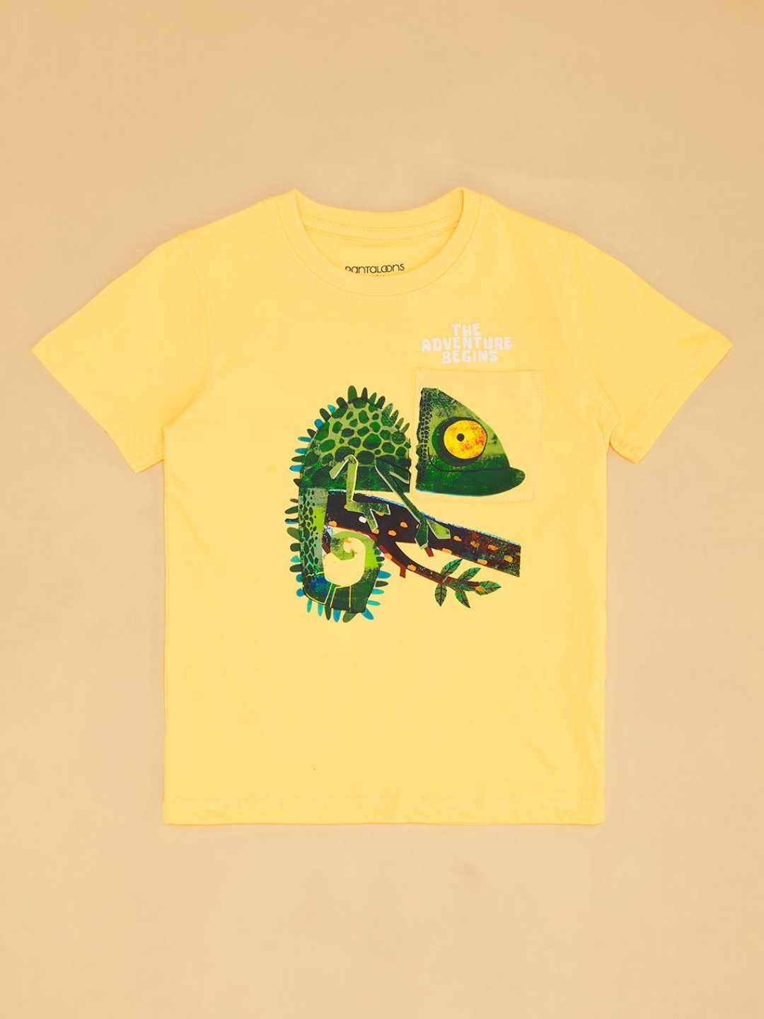 

Pantaloons Junior Boys Printed Pockets T-shirt, Yellow