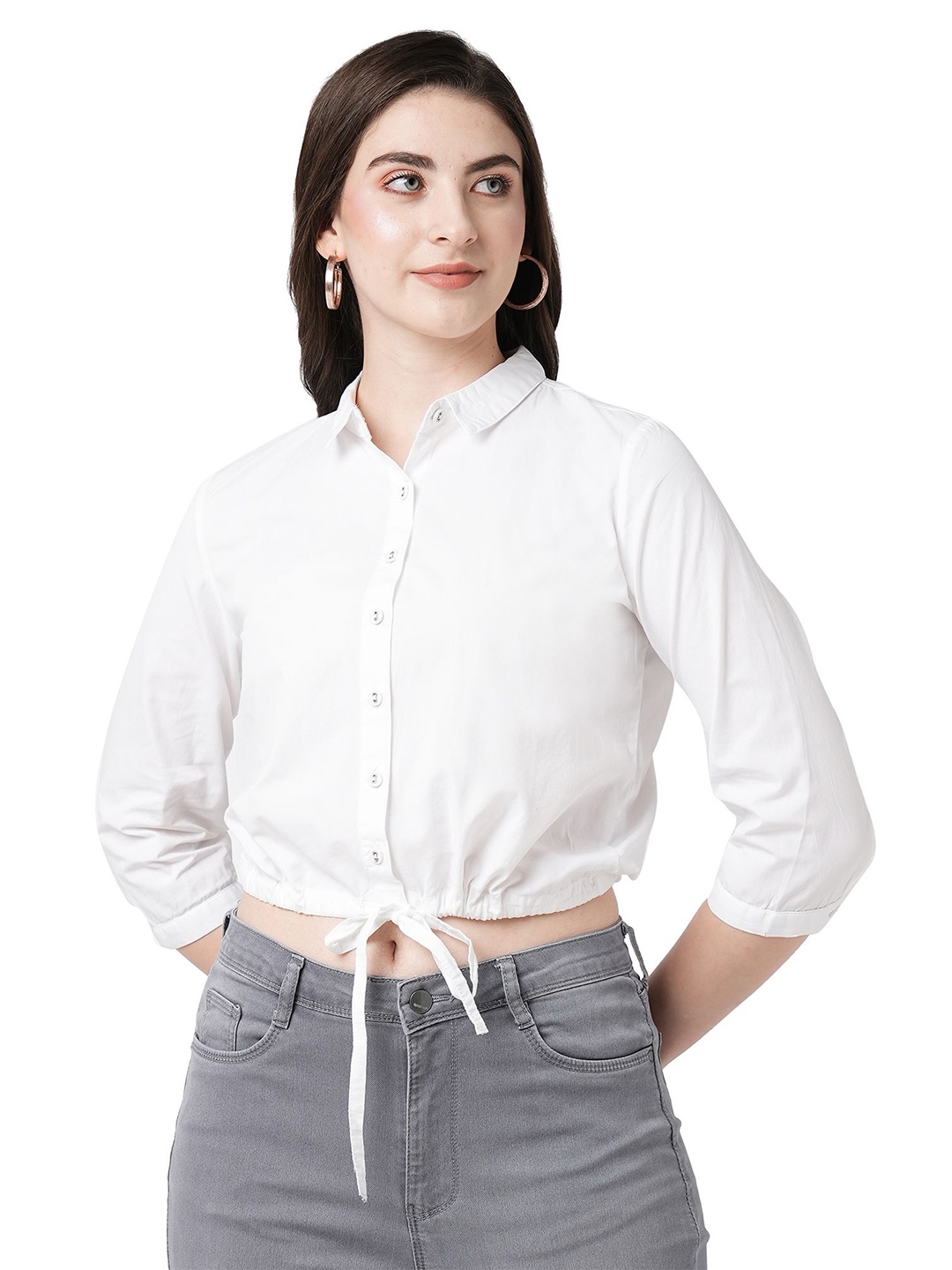 

Kraus Jeans Women Slim Fit Opaque Casual Shirt, White