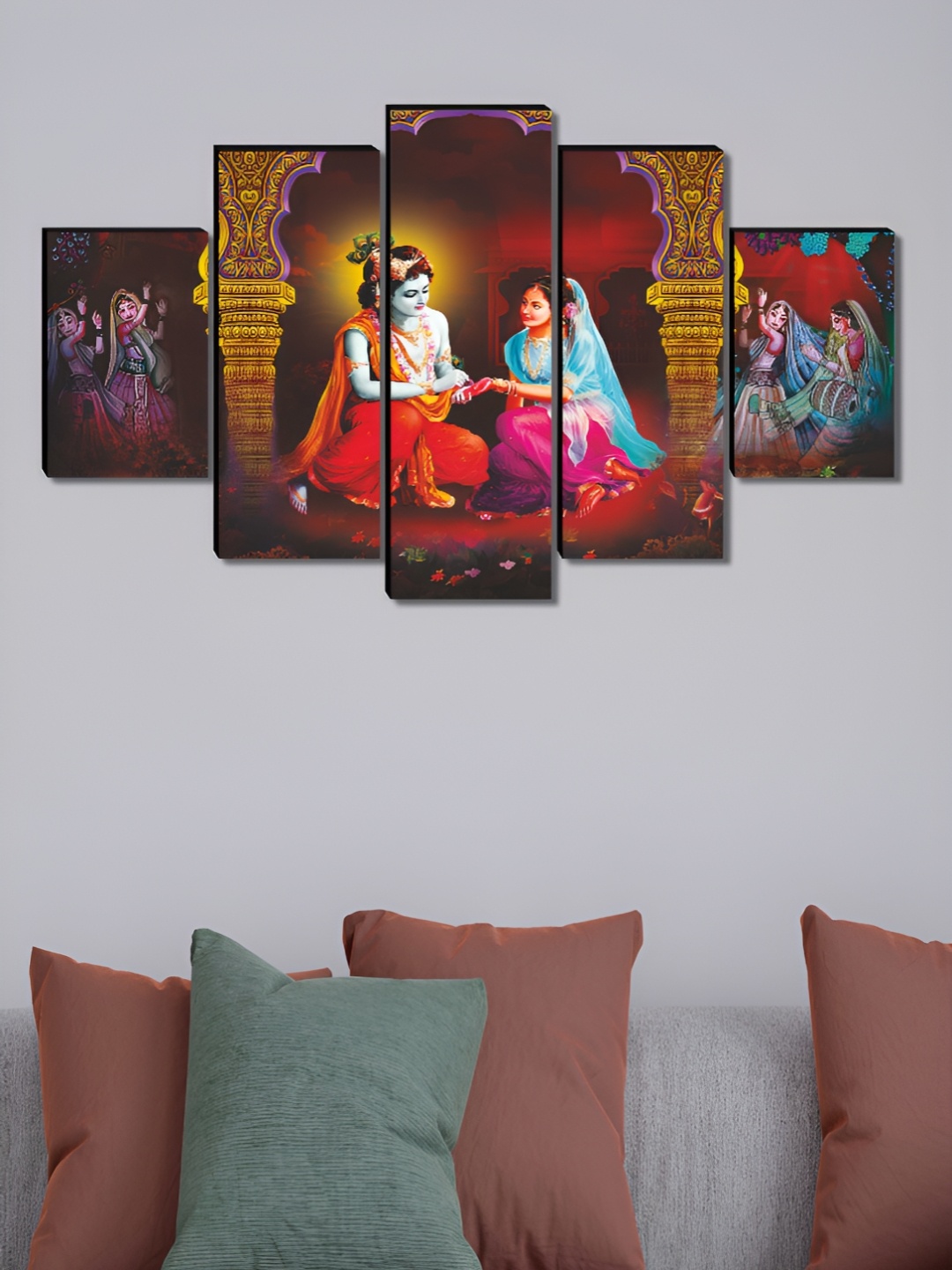 

Aura Blue & Red 5 Piece Wood Religious Wall Paintings